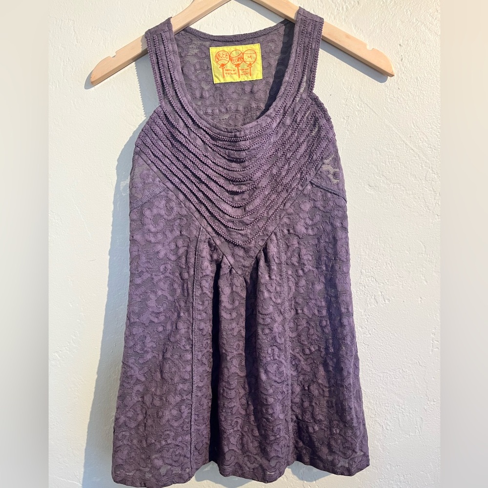 Free people lace tank top purple size medium